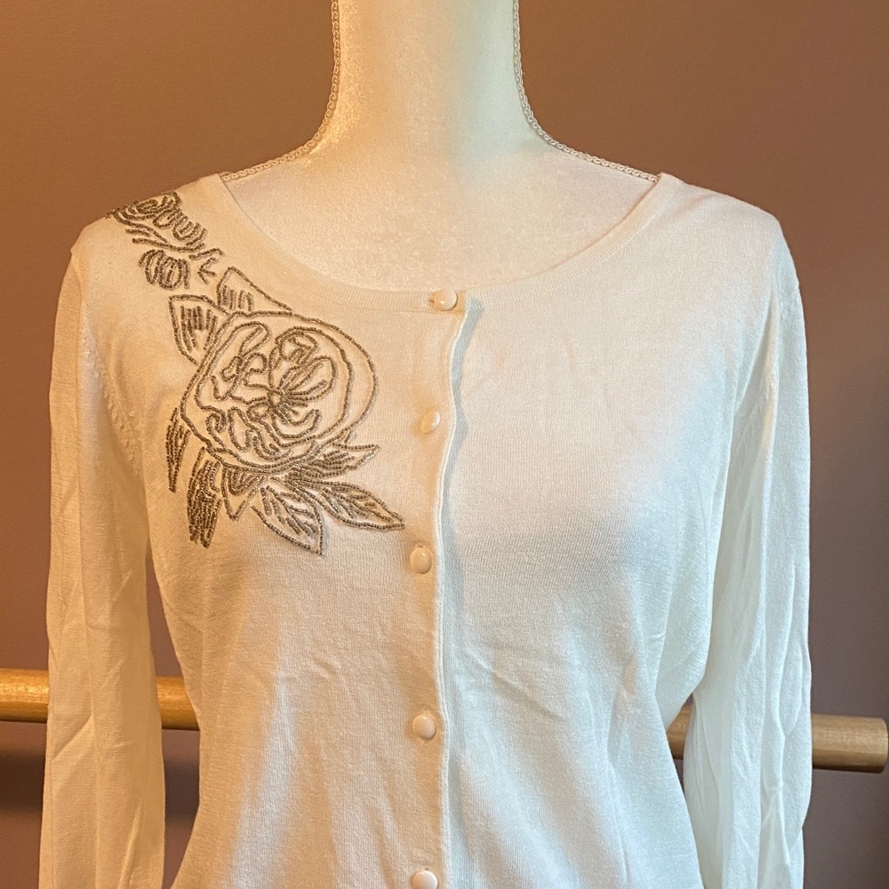 Cable & Gauge Cream beaded cardigan M